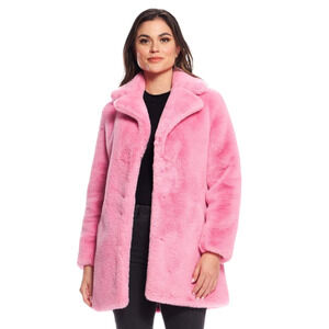 $299 NWT Donna Salyers Fabulous Furs Pink Faux Fur Coat 3X Plush Teddy Jacket